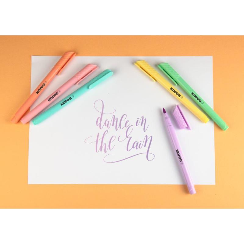 Набор маркеров кисть Kores PastelStyle 6 пастельн цв в прозр пласт кор21462