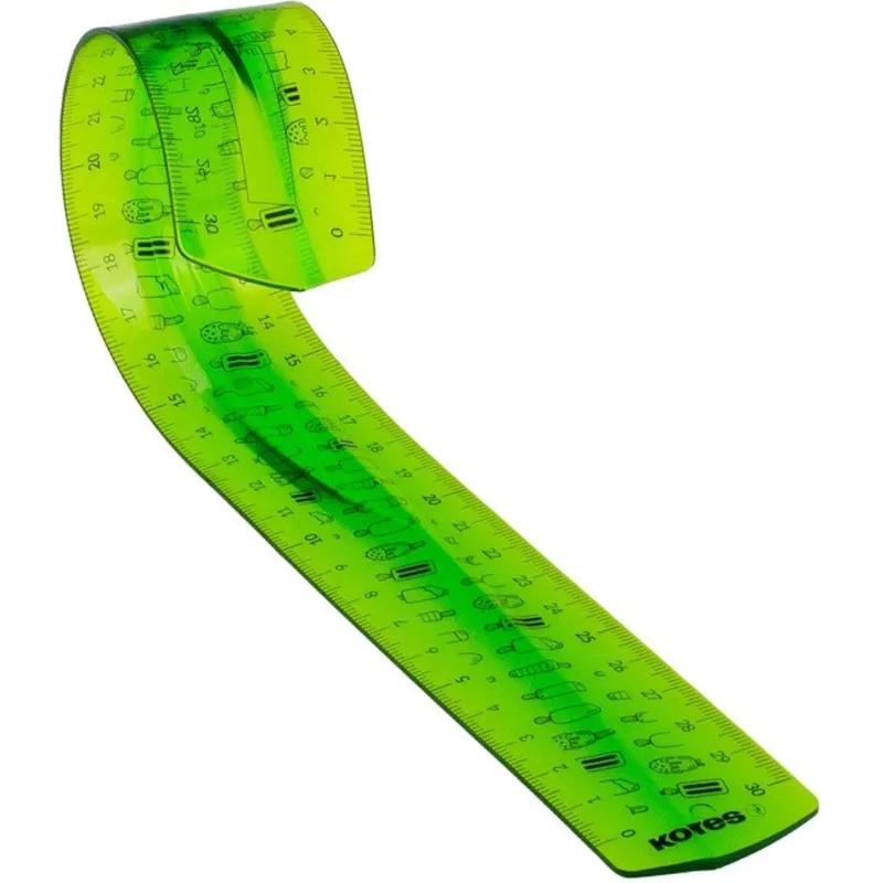 Линейка 30см Kores пластиковая повышенной гибкости цвет ассорти 42160