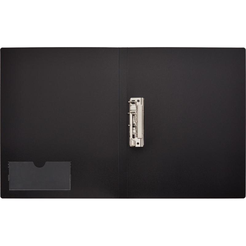 Папка с зажимом Комус голубая, с карманом для CD/визитки