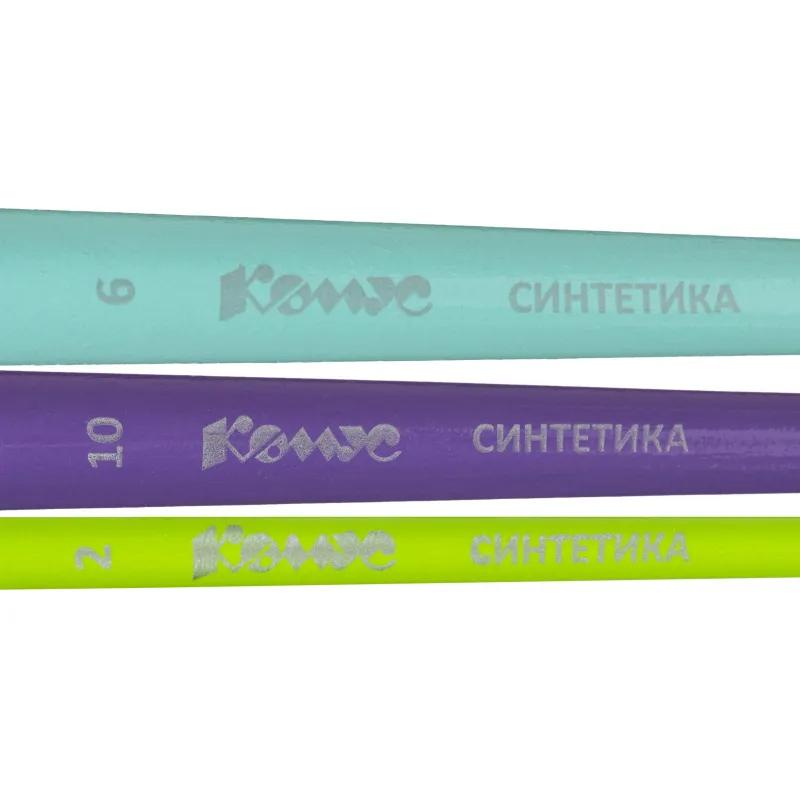 Набор кистей Комус Класс Максики,синт,плос(№2,10),кр(№6),3шт в уп.с европ