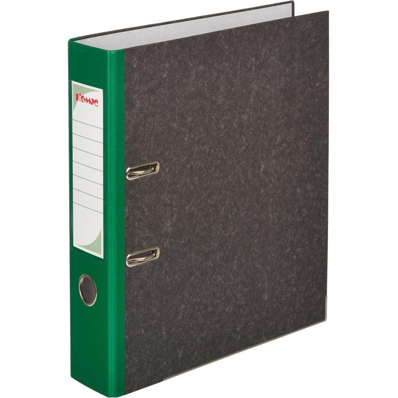 Папка-регистратор Комус мрамор.карт 75мм зел кореш ,бум/бум,карм.кор,мет.уг