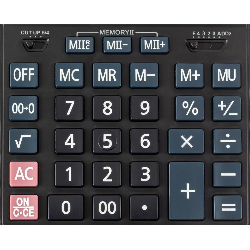 Калькулятор настольный ПОЛНОРАЗМЕРНЫЙ Комус AF-451B,12р,дв.пит,чрн
