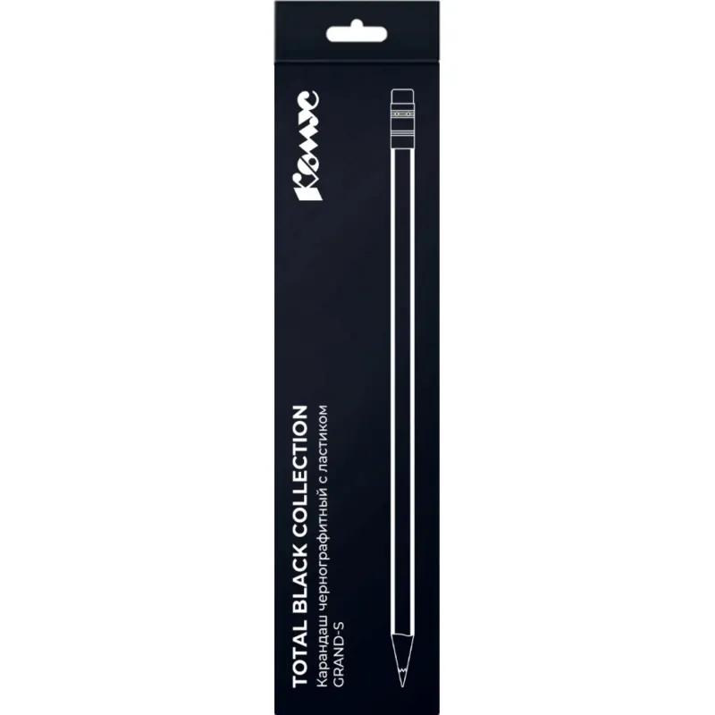 Карандаш чернографитный Комус Grand-S НВ черн.дерево, 3гран заточ, черн