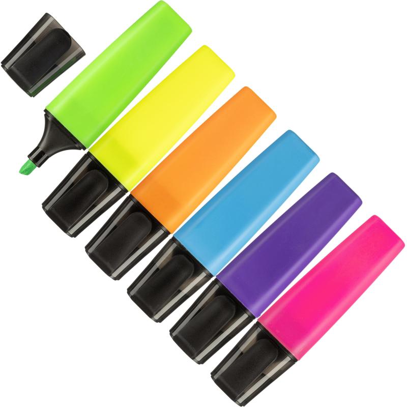 Маркер текстовыделитель 1-5мм,6цв/наб,пвх пакет (жел,зел,оран,роз,гол,фиол)