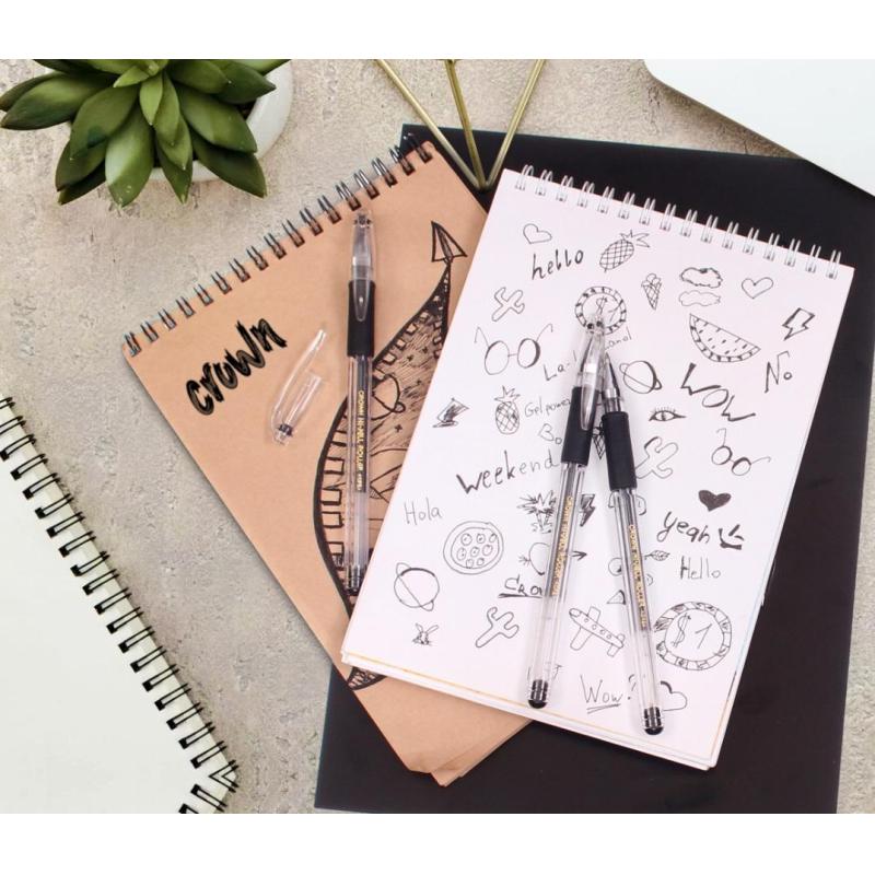 Ручка гелевая неавтомат. CROWN HJR-500R 0,5мм. рез. манж. черный