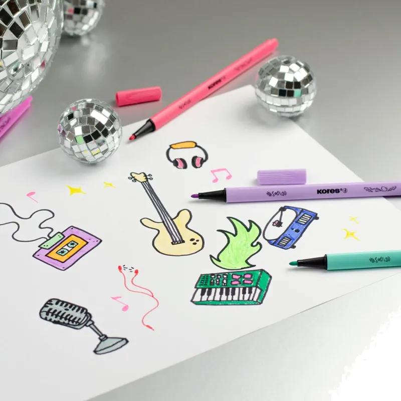 Фломастеры K-BEATS наб 26цв в коробке,пастель,неон.цв