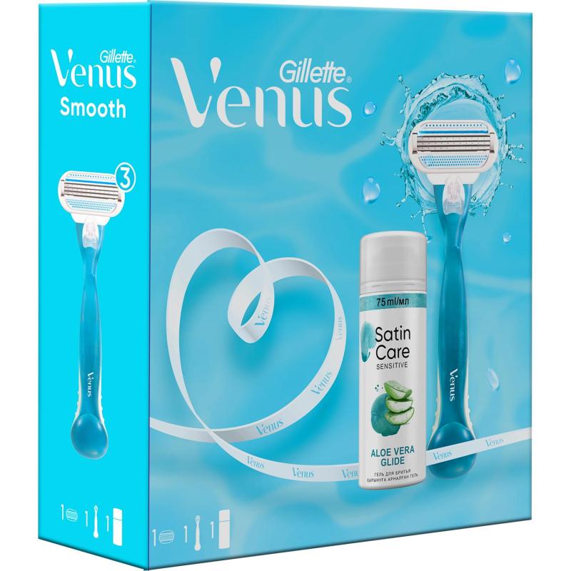Подарочный набор Gillette Venus бритв Smooth и гел д/бр Satin Care 75мл жен