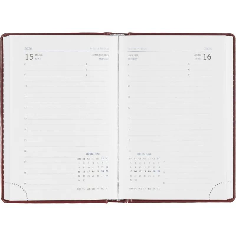 Ежедневник датированный 2026, бордо,А6, 100х150 мм,336 стр,Agenda