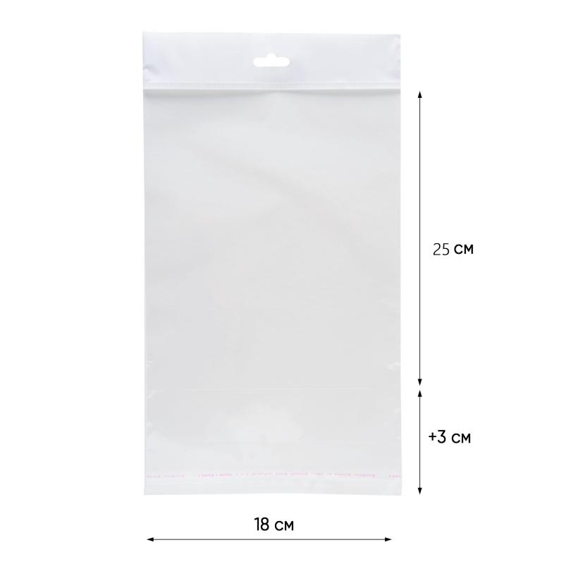 Пакет БОПП 180х250мм +30мм клапан со скотчем, европодвес 25 мкм 100 шт/уп