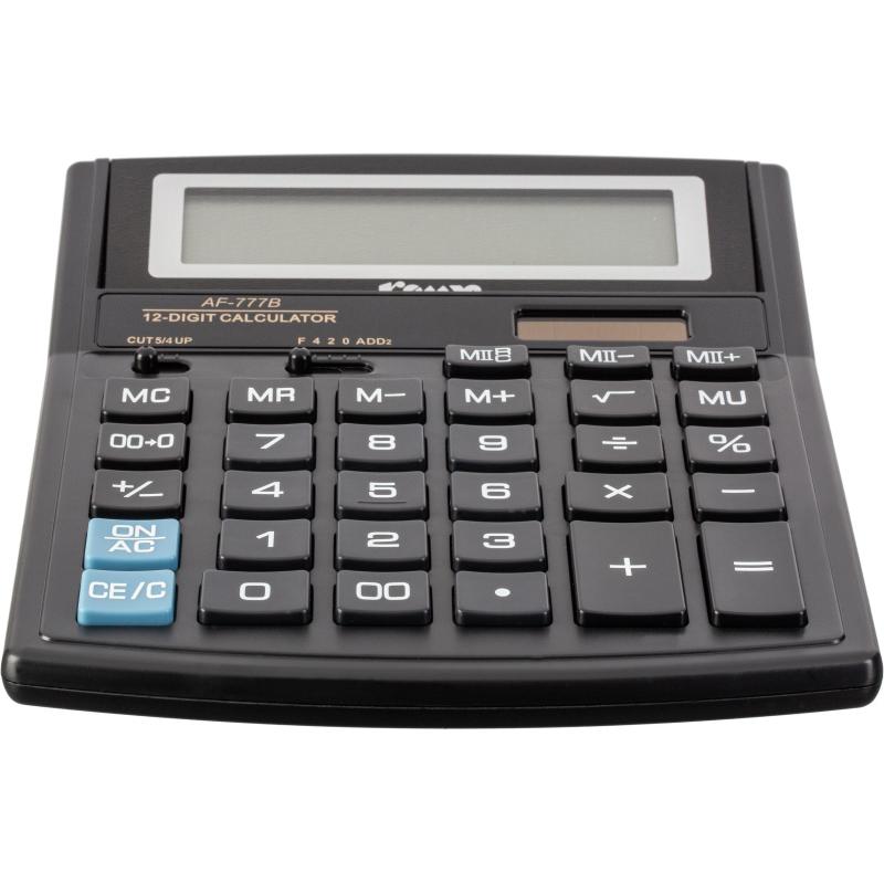 Калькулятор настольный ПОЛНОРАЗМЕРНЫЙ Комус AF-777B,12р,дв.пит,чрн