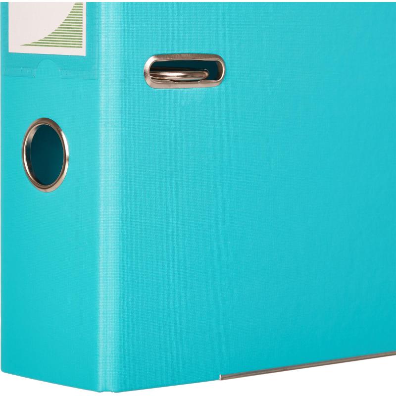 Папка-регистратор Комус Стандарт 75мм  бирюзовая, ПБП2, карм.кор., мет.уг