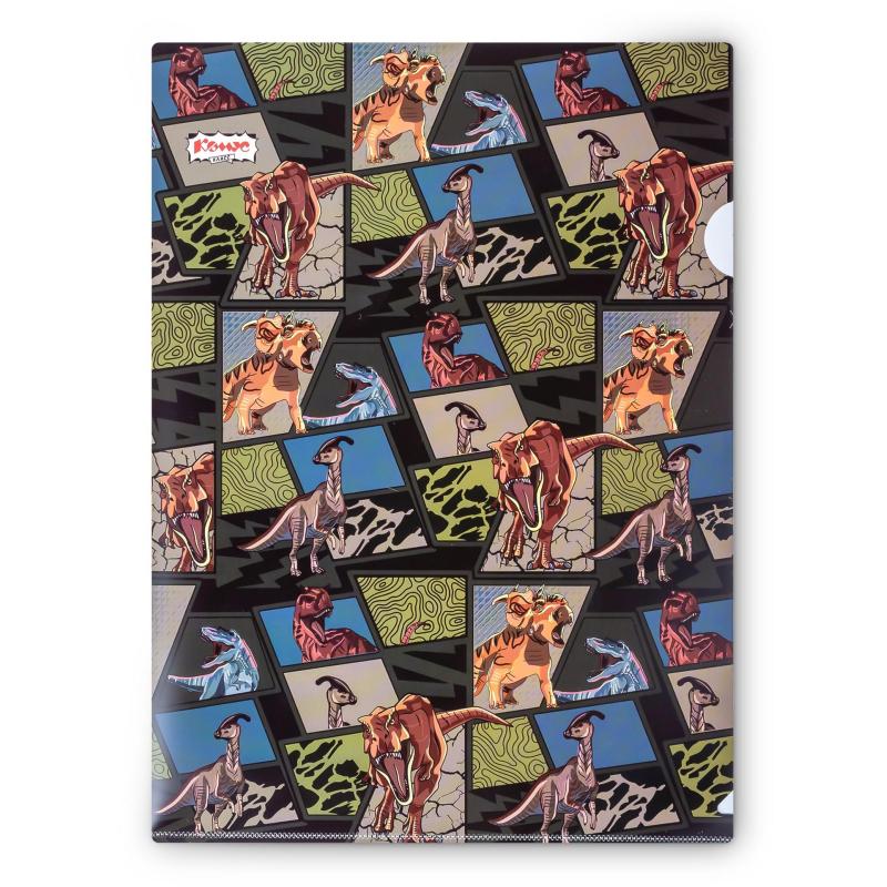 Папка уголок А4 Комус Класс Дино Комикс 200 мкм, 2 шт/уп