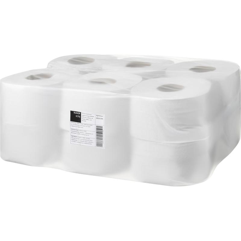 Бумага туалетная д/дисп Выбор Есть 1сл белая втор втул 200м 12рул/уп