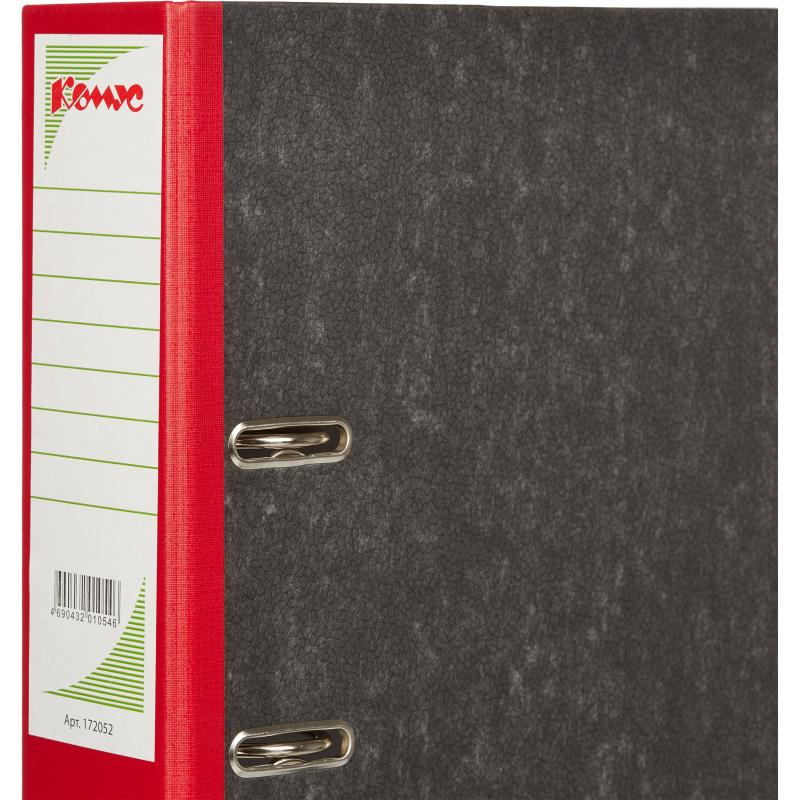 Папка-регистратор Комус мрамор. карт 75мм красн кореш ,бум/бум,карм.кор