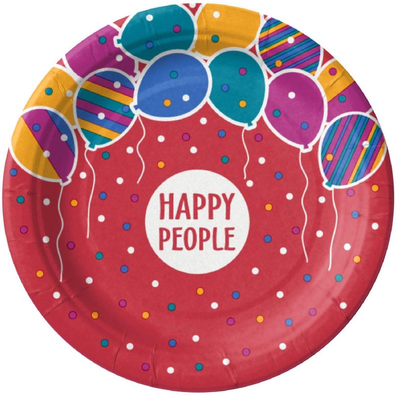 Тарелка одноразовая бумажная 180 мм  Happy People МИКС  50шт/уп