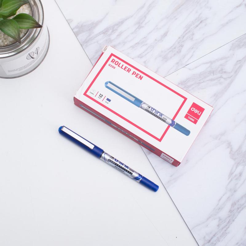 Роллер Deli Think, шарик 0,5 мм, линия 0,35 мм, синий EQ20030