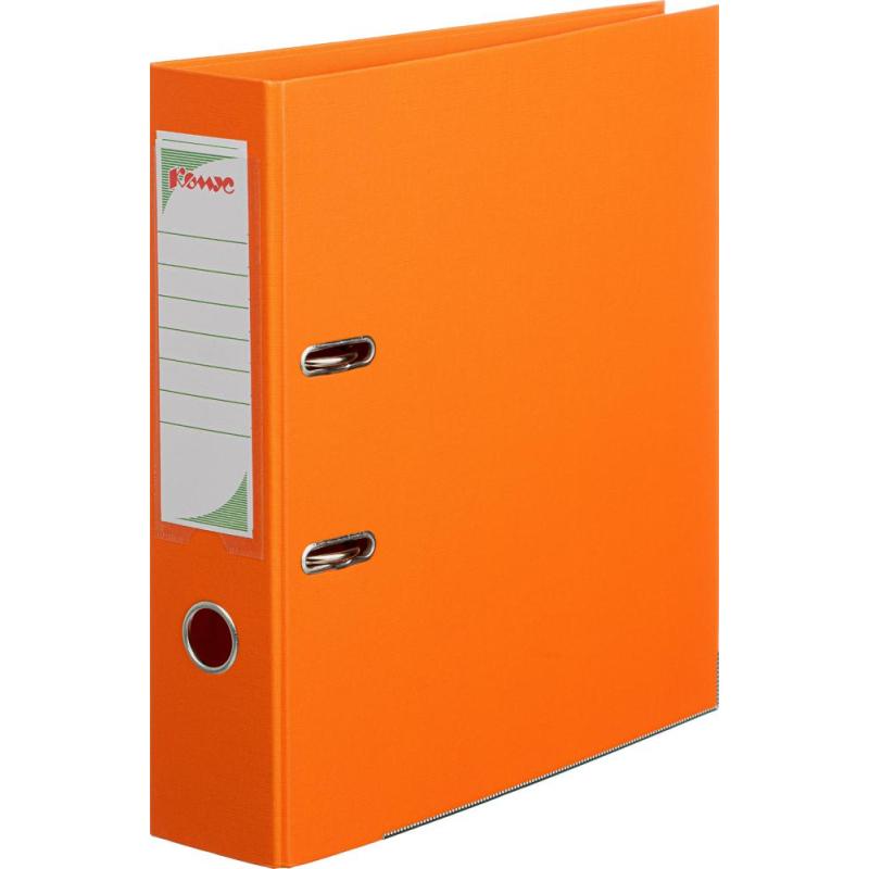 Папка-регистратор Комус Стандарт 75мм  оранжевая, ПБП2, карм.кор., мет.уг