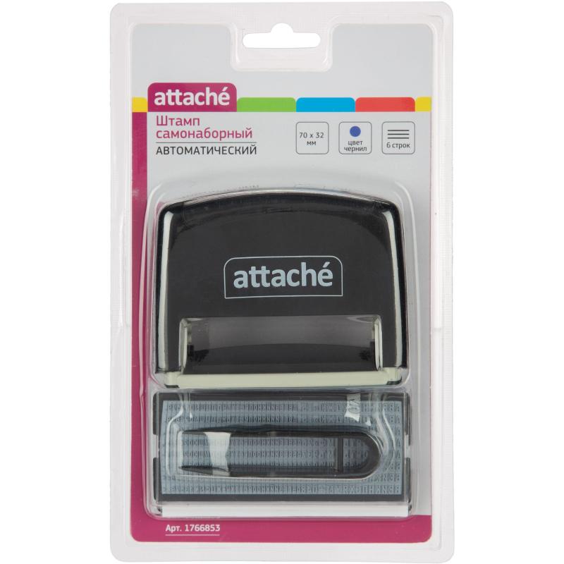 Штамп самонаборный Attache 6/8 стр. 70х32 с рамкой