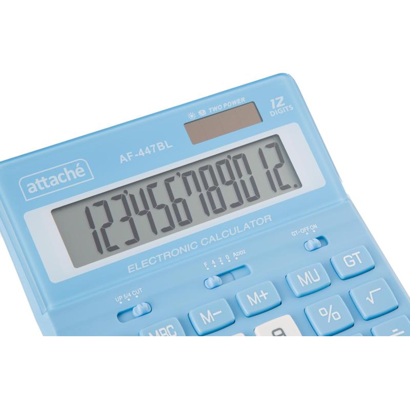 Калькулятор настольный ПОЛНОРАЗМ Attache AF-447BL,12р,дв.пит,гол,198x153x42