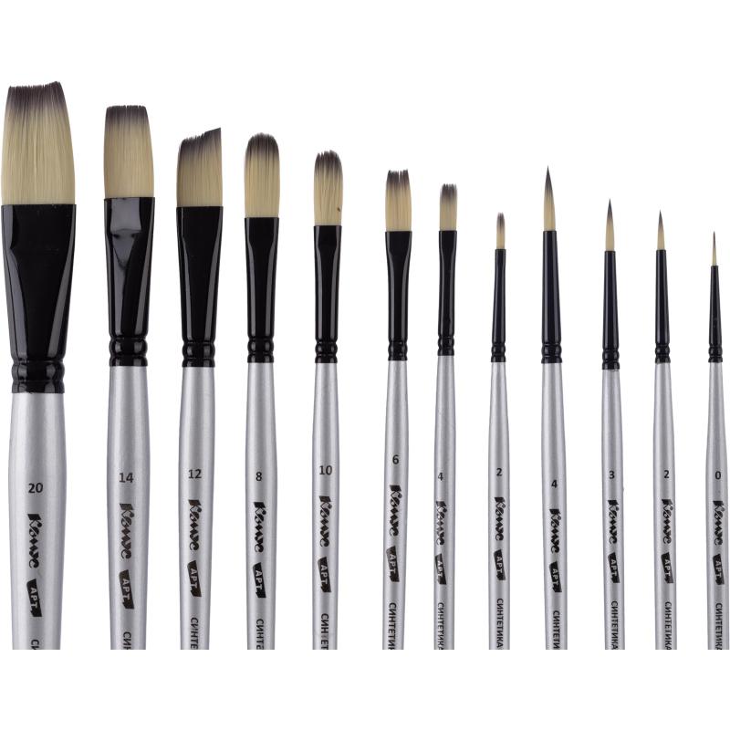 Набор кистей худож Комус Арт,синт.сред.жестк,корот.ручка,черн.кейс,12шт/наб