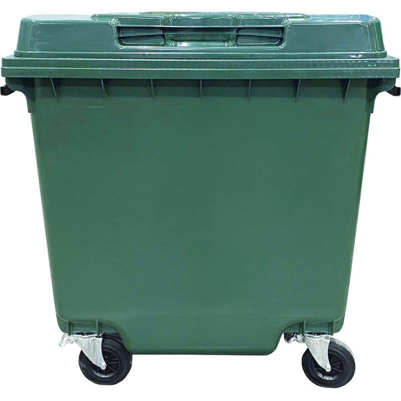 Контейнер-бак мусорный на 4-х колесах с крышкой, зеленый 1100л_38088_КРД
