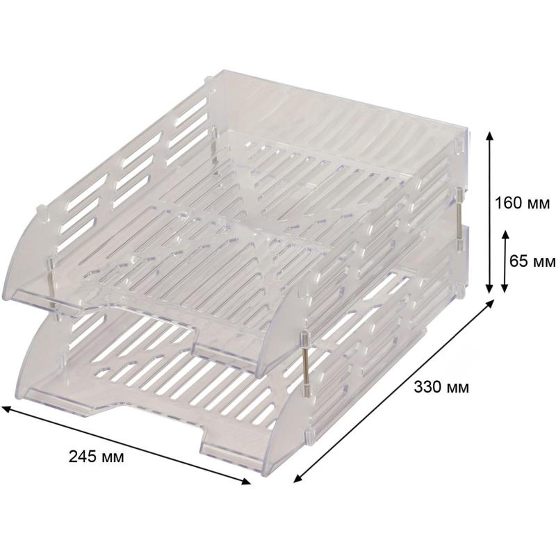 Лоток горизонтальный для бумаг Attache 2шт/наб на металл стерж прозрачный