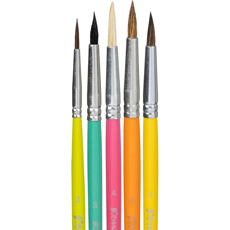 Набор кистей Комус Класс Максики,щет(№4),коза(№4),бел(№3),пони(№2,4),5шт