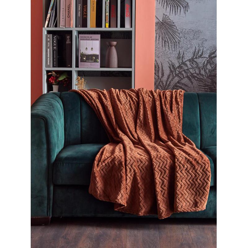 Плед микрофибра Luscan, фактура кофейный 200х220