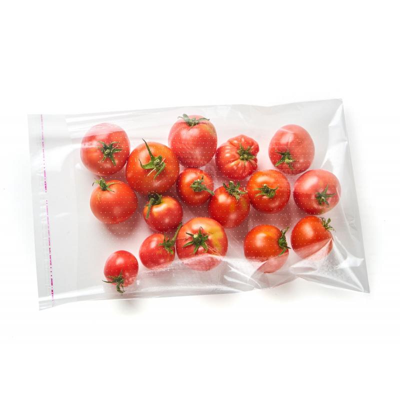 Пакет БОПП 250x350мм+40мм клапан со скотчем 30мкм с перфорацией 100 шт/уп