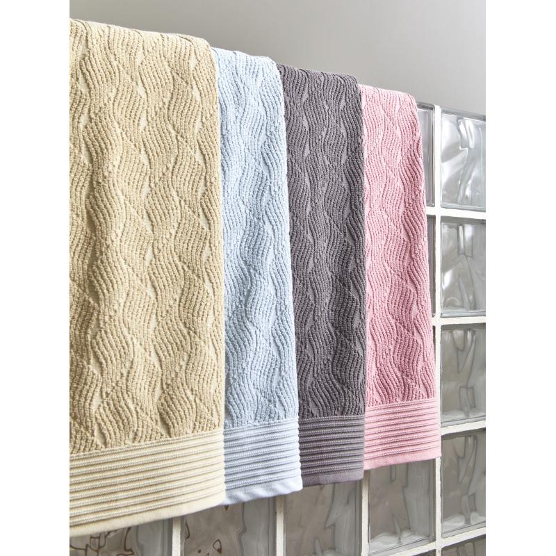 Полотенце махровое банное бордюр Жаккард 70х120 см ,500 г/м2, Пепел розы