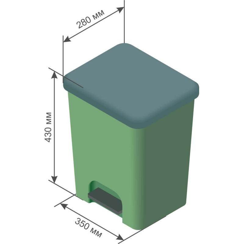 Контейнер-бак мусорный 25л с педалью, зеленый
