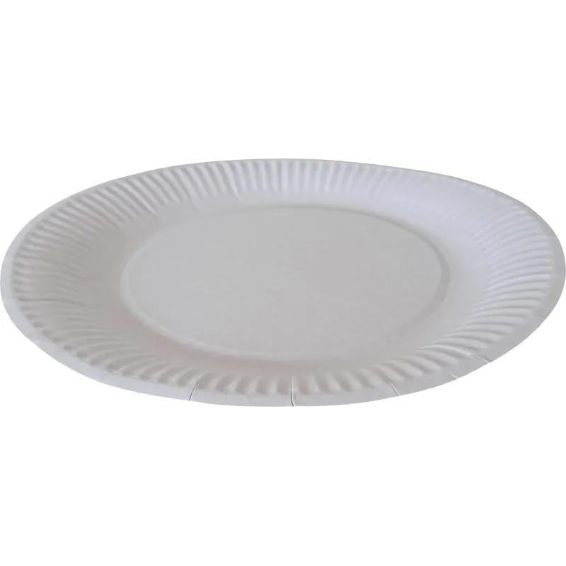 Тарелка одноразовая бум. 18см круглая, белая, 190 г/м2, 500шт/кор