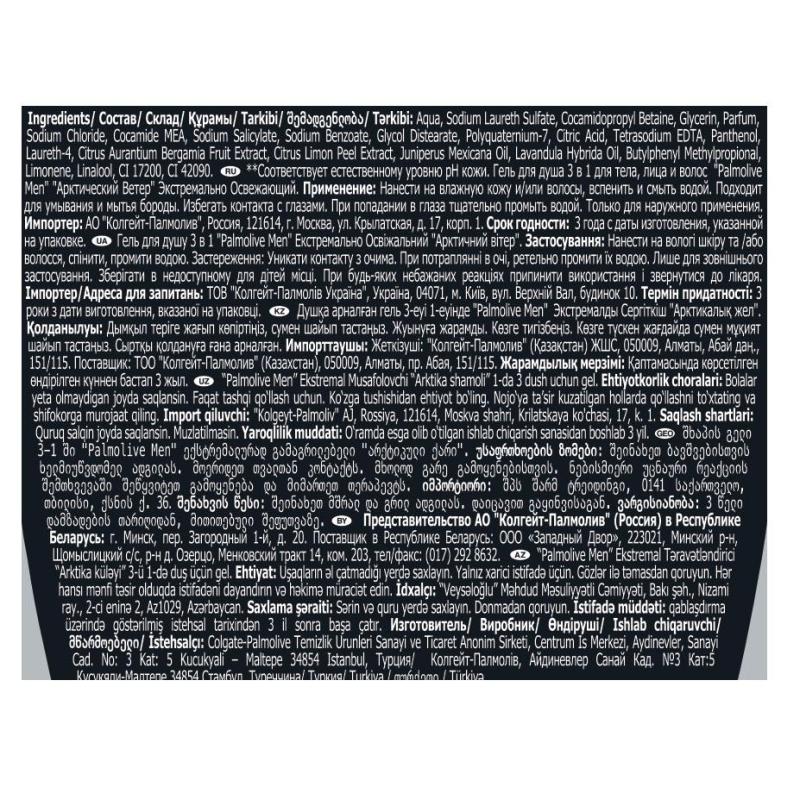 Гель для душа Palmolive MEN Арктический ветер 250 мл