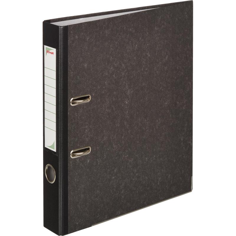 Папка-регистратор Комус мрамор.карт 50мм черн.кореш,бум/бум,карм.кор.мет.уг