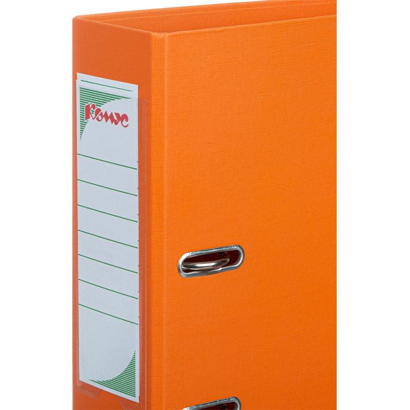 Папка-регистратор Комус Стандарт 75мм  оранжевая, ПБП2, карм.кор., мет.уг