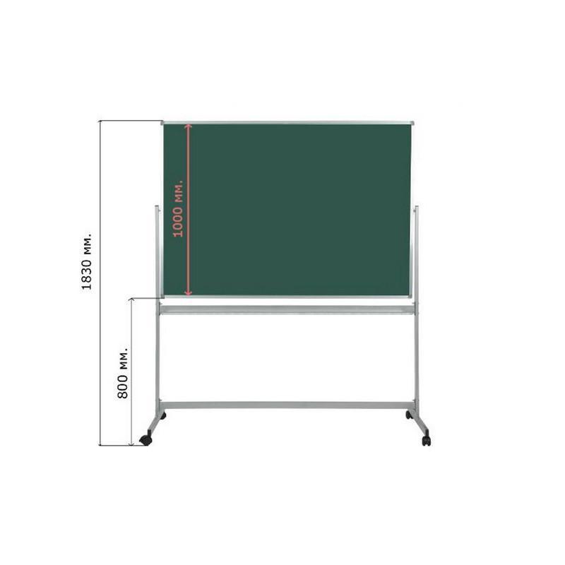 Доска меловая магнитная зеленая Attache Twist 100х150 вращ.мобильн РФ-Корея