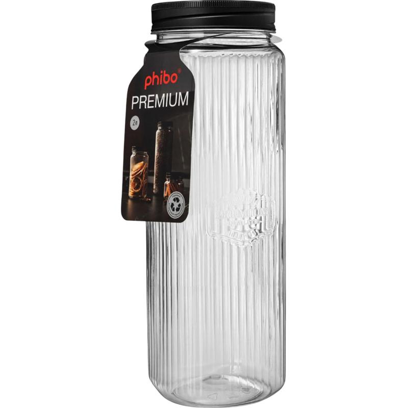 Набор банок квадратных с рельефом PREMIUM 0,6л, 1,3л, 2л(Черный)