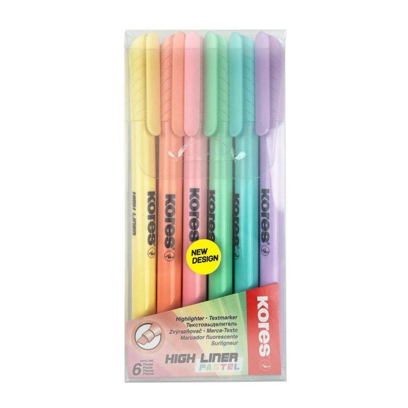 Набор текстовыделителей KORESHIGHLINER PASTEL6ц 1-4ммскош нак36246