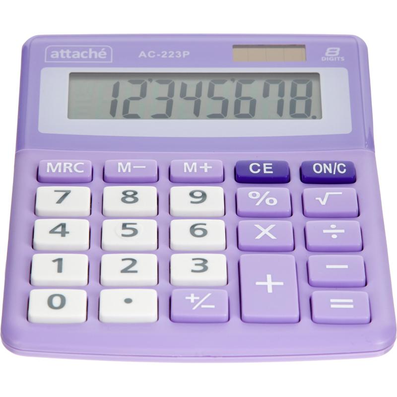 Калькулятор настольный КОМП Attache, AС-223P,8р,дв. пит, фиолет,134x107x34