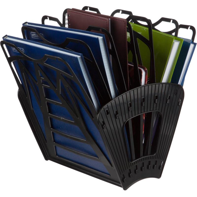 Лоток вертикальный, веер 6отделений, 7секций, черный