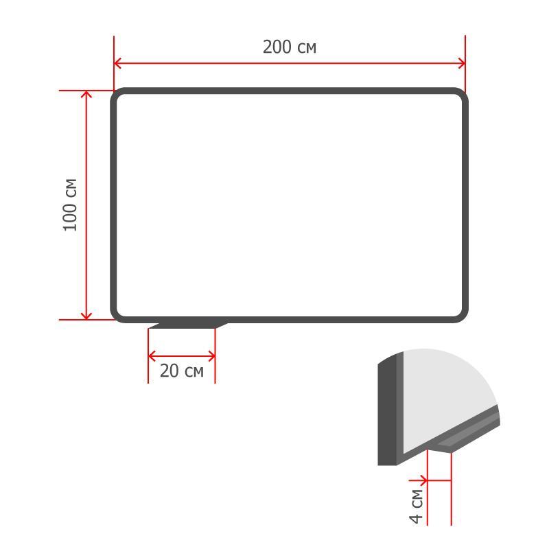 Доска стеклянная магнитная, 100х200, Attache, белый