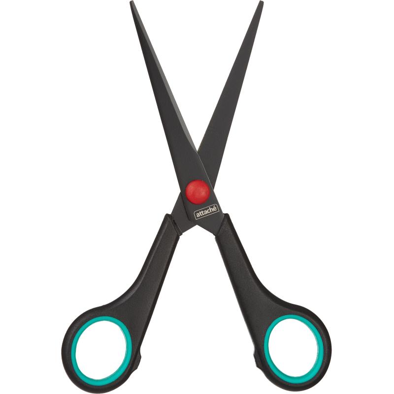 Ножницы Attache 170 мм с пласт. прорезин. ручками, тефл.покр.цв.черн/красн