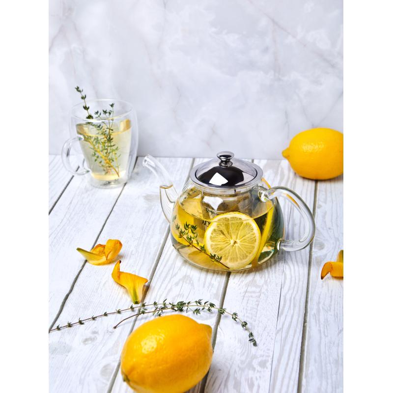 Чайник заварочный 700мл Майин с фильтром,боросил.стекл,нерж ста(AX831)