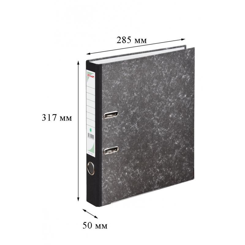 Папка-регистратор Комус мрамор.карт 50мм черн.кореш,бум/бум,карм.кор.мет.уг