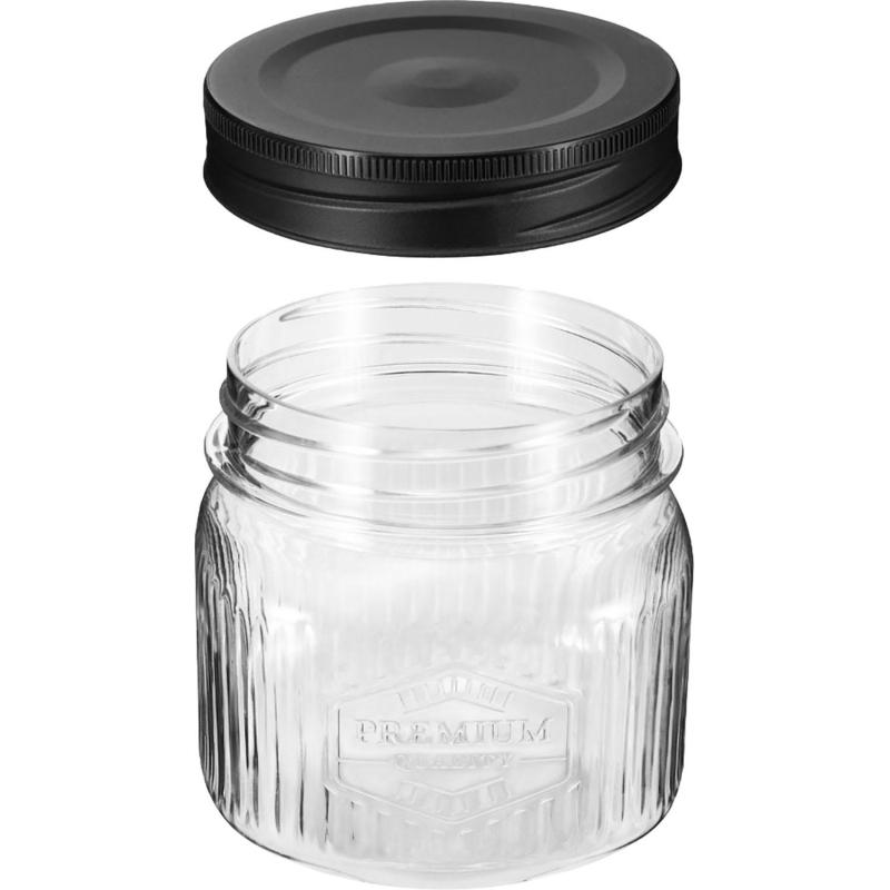 Набор банок квадратных с рельефом PREMIUM 0,6л, 1,3л, 2л(Черный)