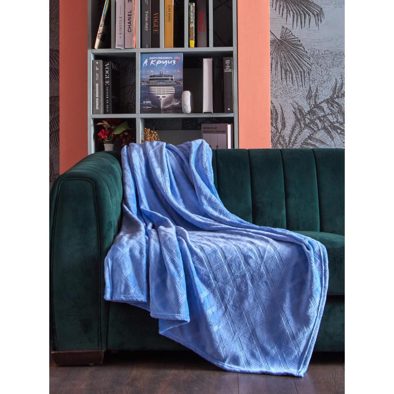 Плед микрофибра Luscan, фактура синий 200х220