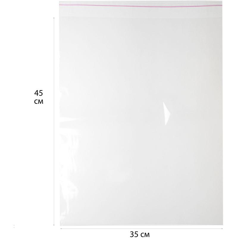 Пакет БОПП 350ммx450мм+40мм клапан со скотчем x35 мкм  , 100 шт/уп    