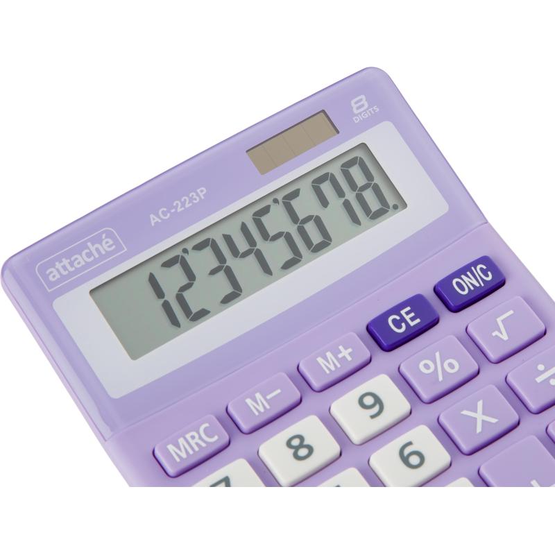 Калькулятор настольный КОМП Attache, AС-223P,8р,дв. пит, фиолет,134x107x34