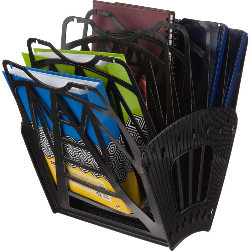 Лоток вертикальный, веер 6отделений, 7секций, черный