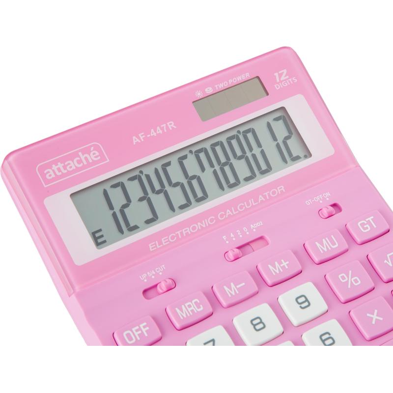 Калькулятор настольный ПОЛНОРАЗМ Attache AF-447R,12р,дв.пит,роз,198x153x42